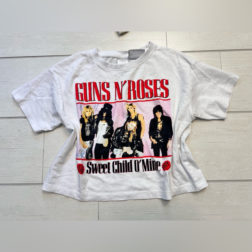Zara White Guns N' Roses Graphic Tee